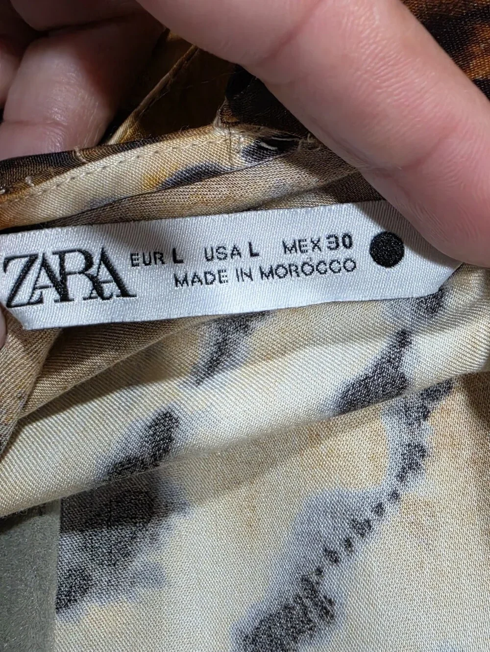 ZARA Animla-Print Long Sleeve  Dress in Brown NWOT Size L - Picture 4 of 5